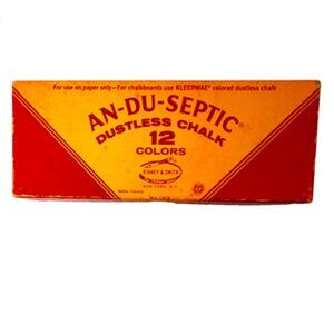 AN-DU-SEPTIC BINNEY & SMITH DUSTLESS CHALK 12 COLORS VINTAGE RARE NEW